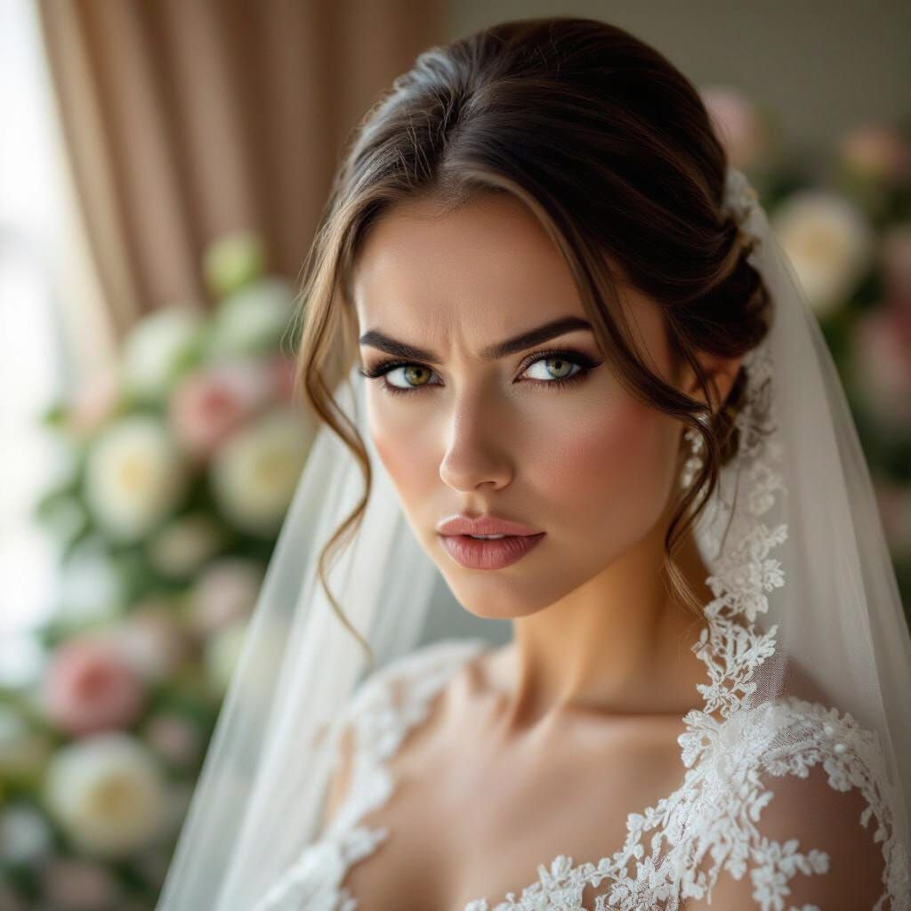 Bride's Annoyed Cinematic Portrait