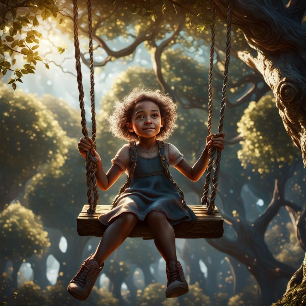 Girl on a Swing: Detailed Matte Painting