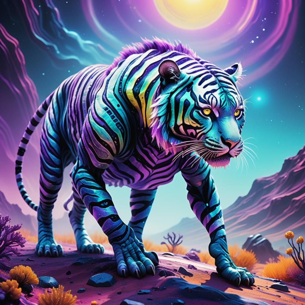 Tiger-Striped Alien Life Form on Exoplanet