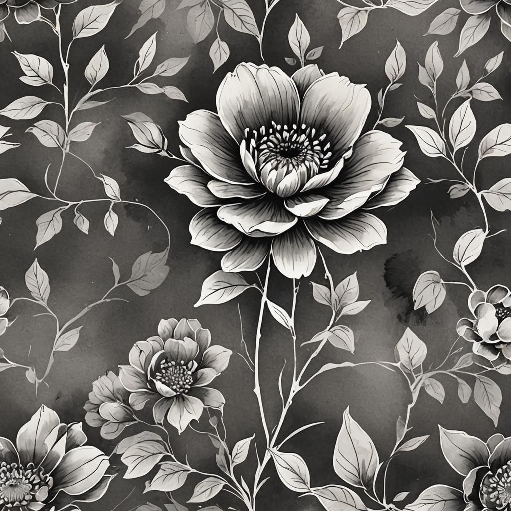 Ink Wash Flower with Block Coloring