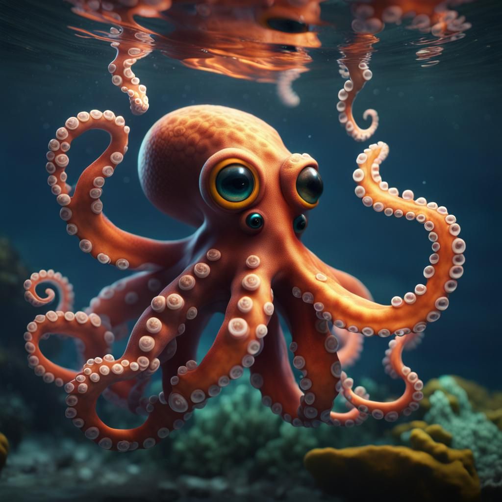 Octopus Gazing at Sunlight in Tropical Waters