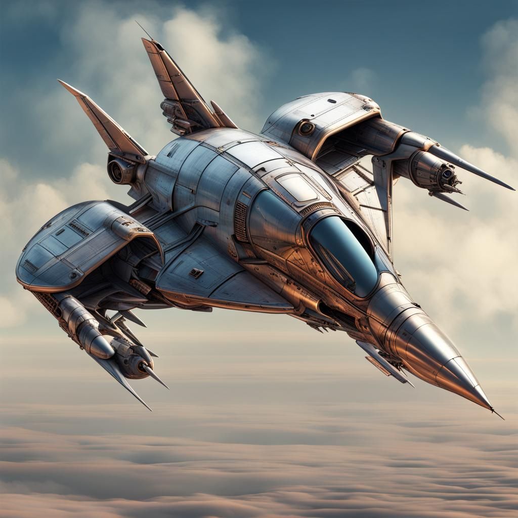 Futuristic Steampunk Hypersonic Fighter Plane