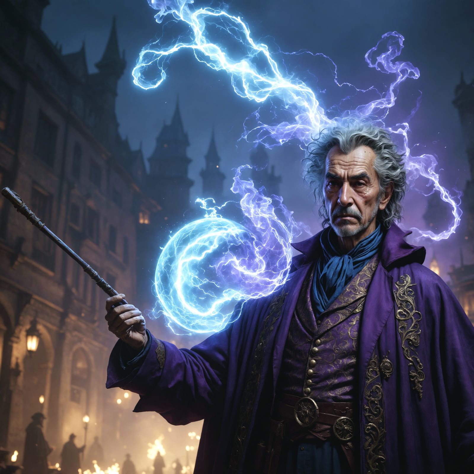 Magician in Purple Robes: Detailed Fantasy Art