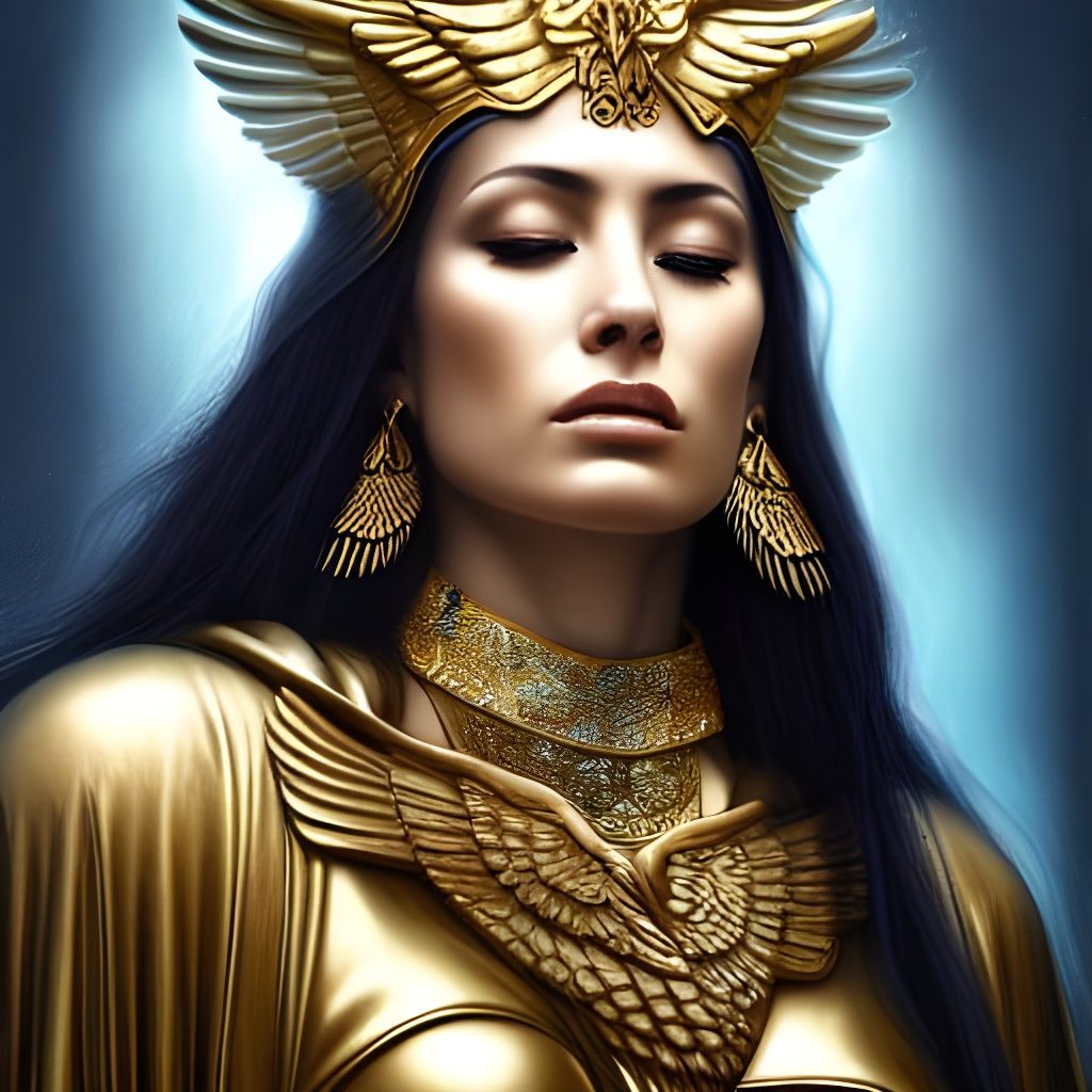 Goddess Isis Mourns by the River