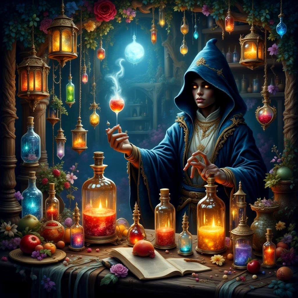 Wizard in Workshop of Bottled Secrets