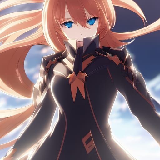 Orange-Haired Girl with Shadow Ice Power in Anime Style