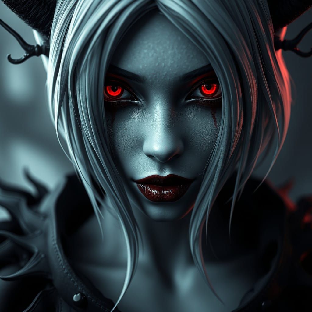 Mysterious Woman in Noir and Red