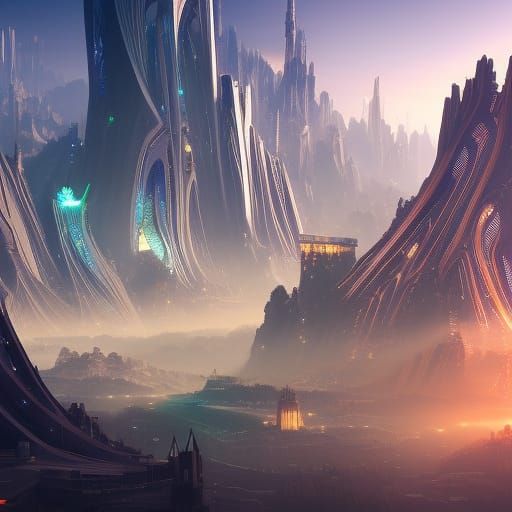 Futuristic Sustainable City in Detailed Matte Painting Style
