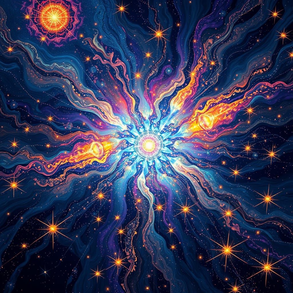 Celestial Cosmic Explosion in Vibrant Digital Art