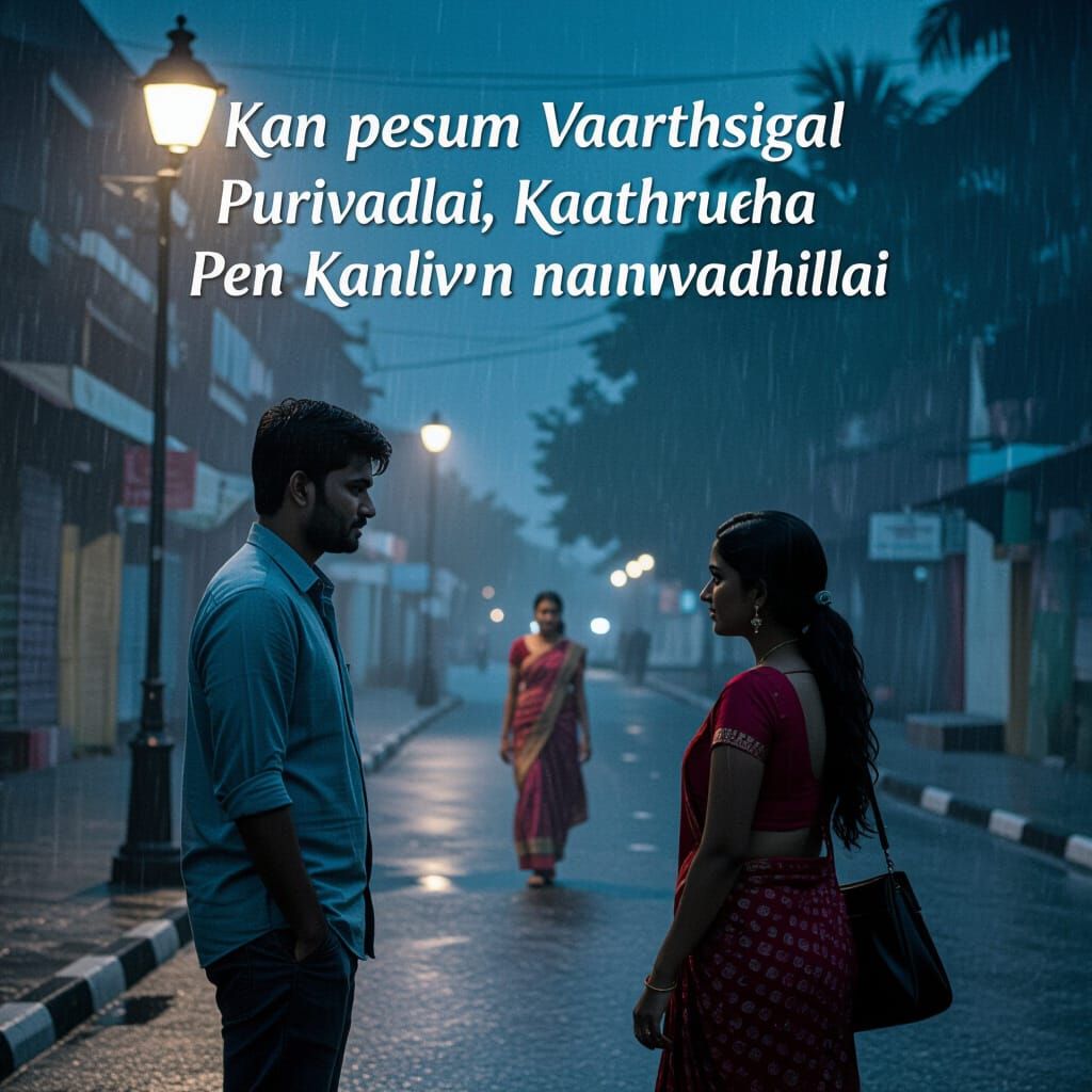 Emotional Rain-Soaked South Indian Street Scene