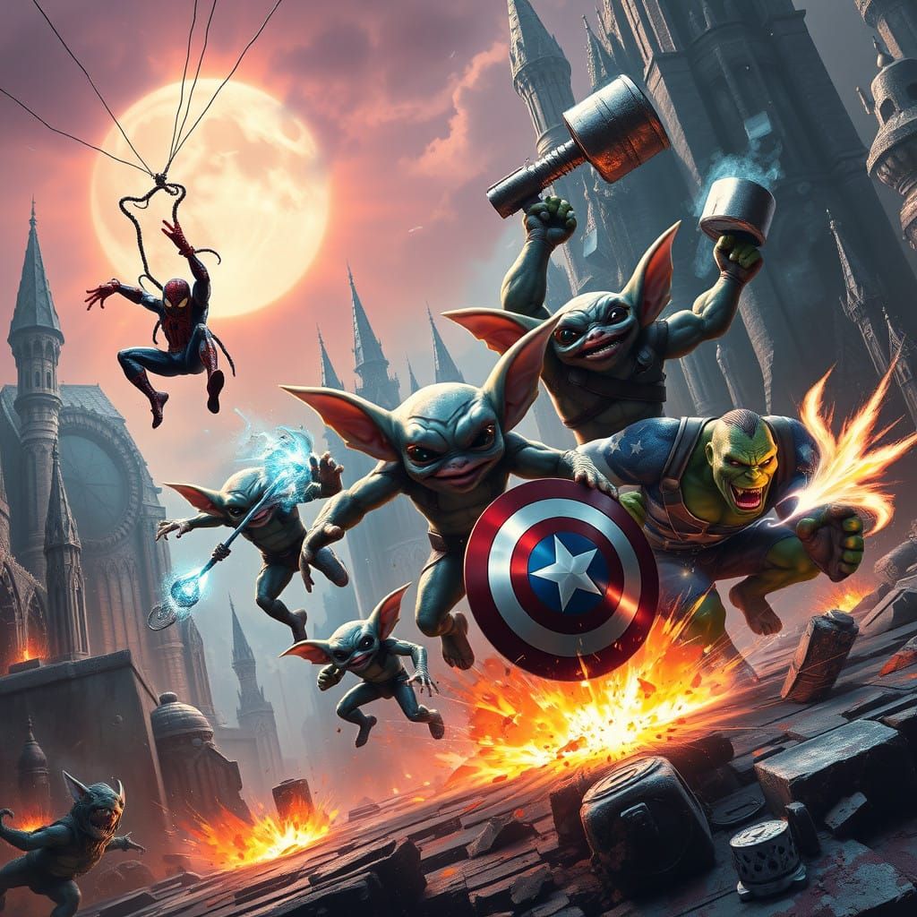 Avenger Gremlins Unleash Chaos in Vibrant Fantasy Realm