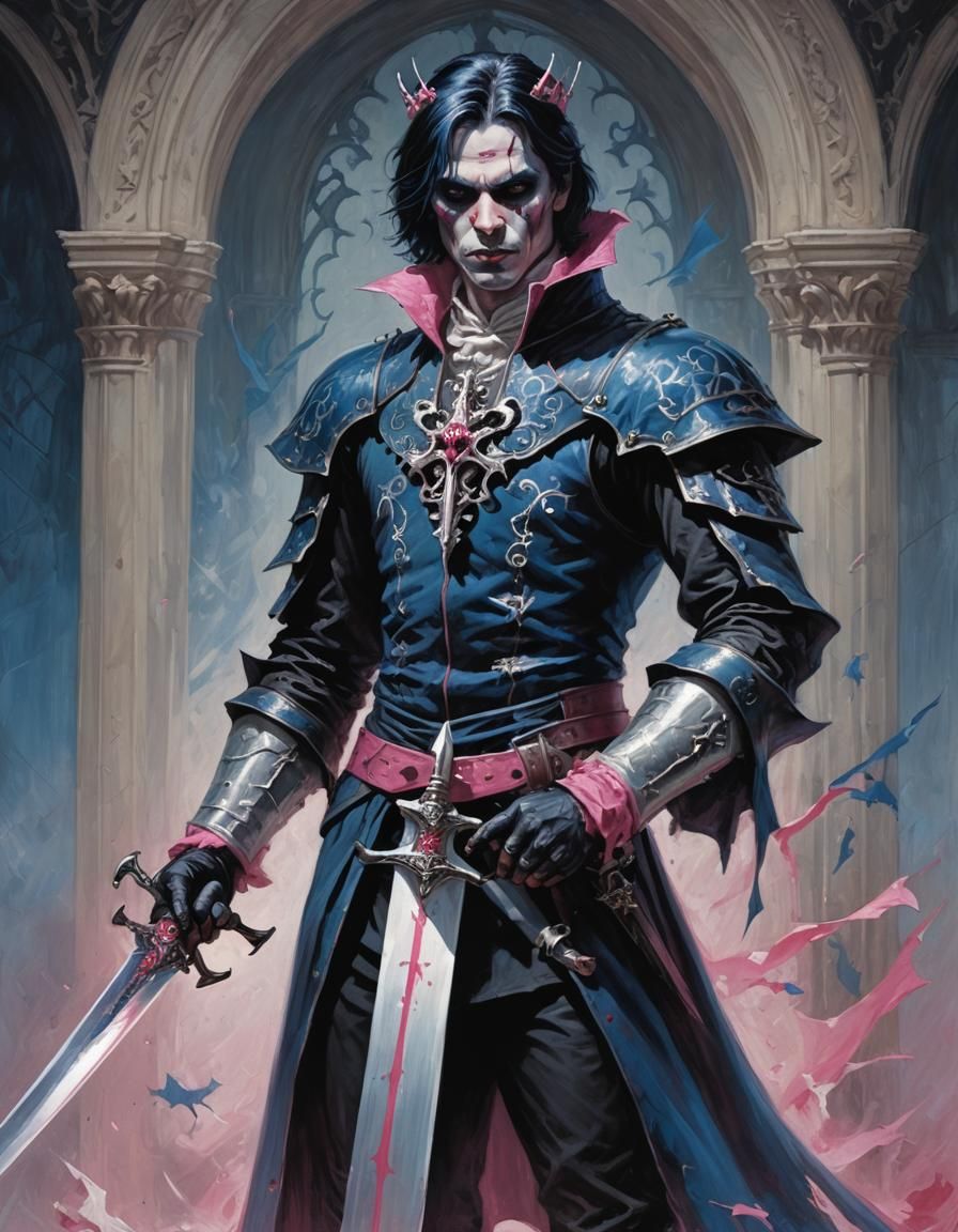 Gothic Prince with Sword in Dark Fantasy Style