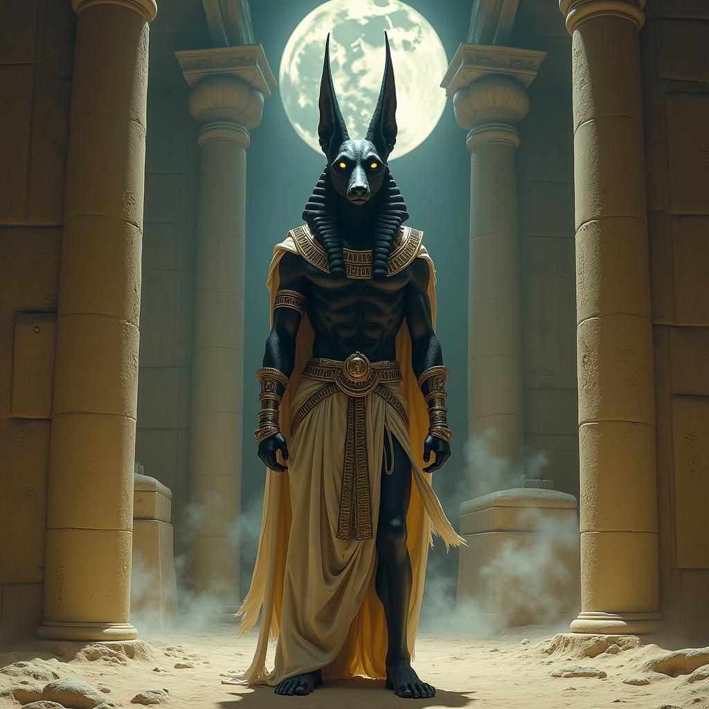 Anubis in Eerie Desert Temple