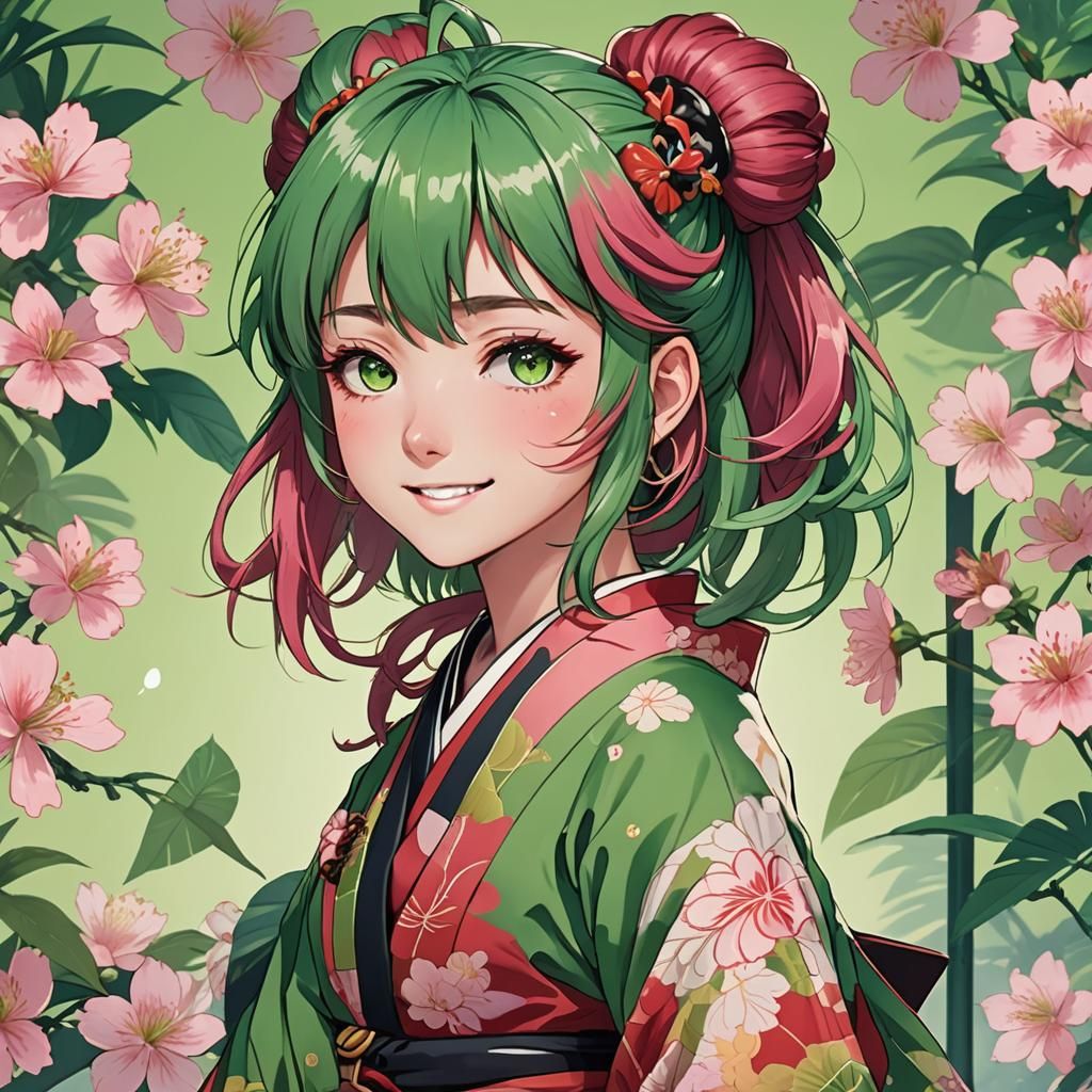 Anime Girl with Pink Hair in Cel-Shaded Style