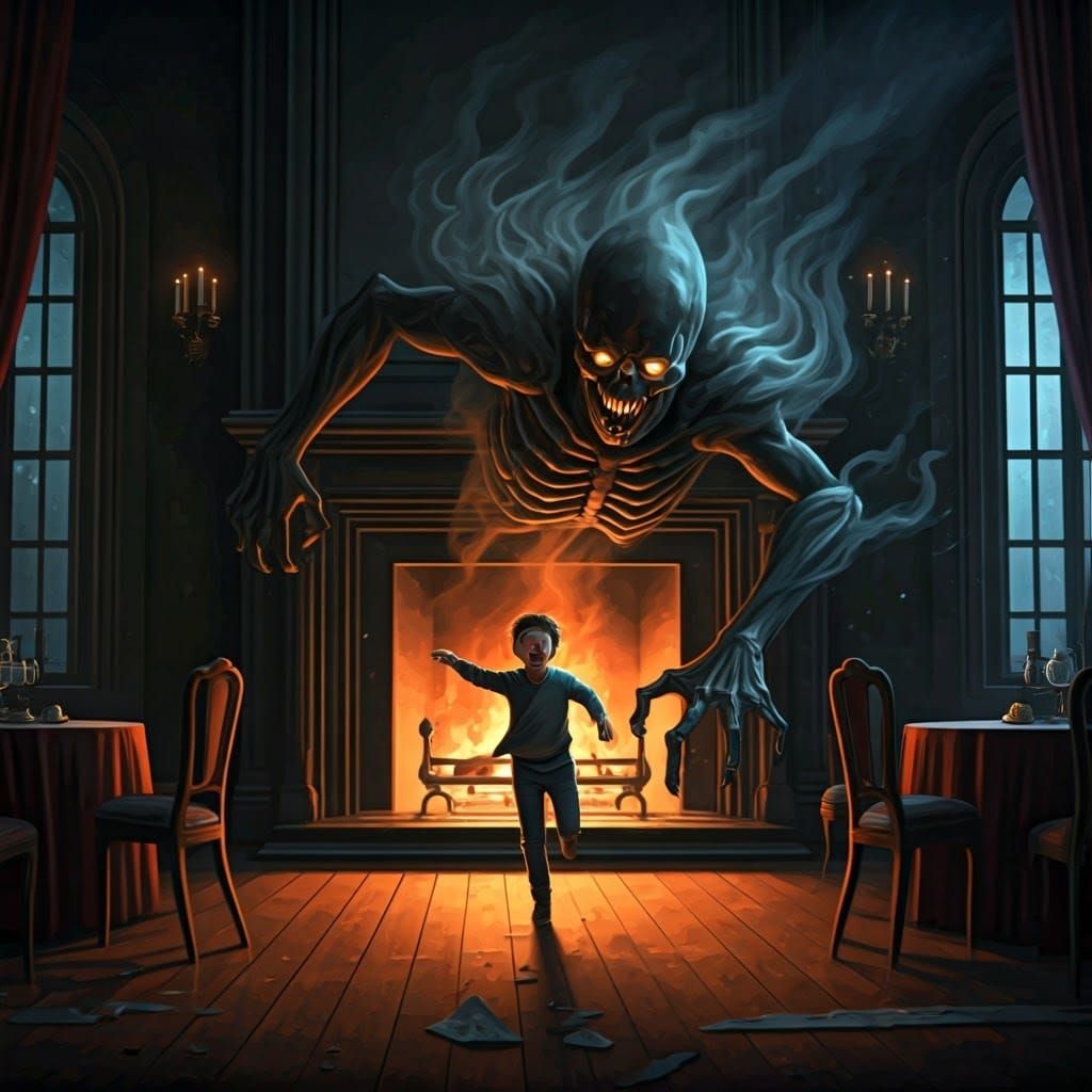 Creepy Smoke Spirit Emerges from Fireplace