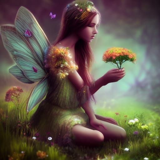 Enchanting Fairy House in Flower Meadow