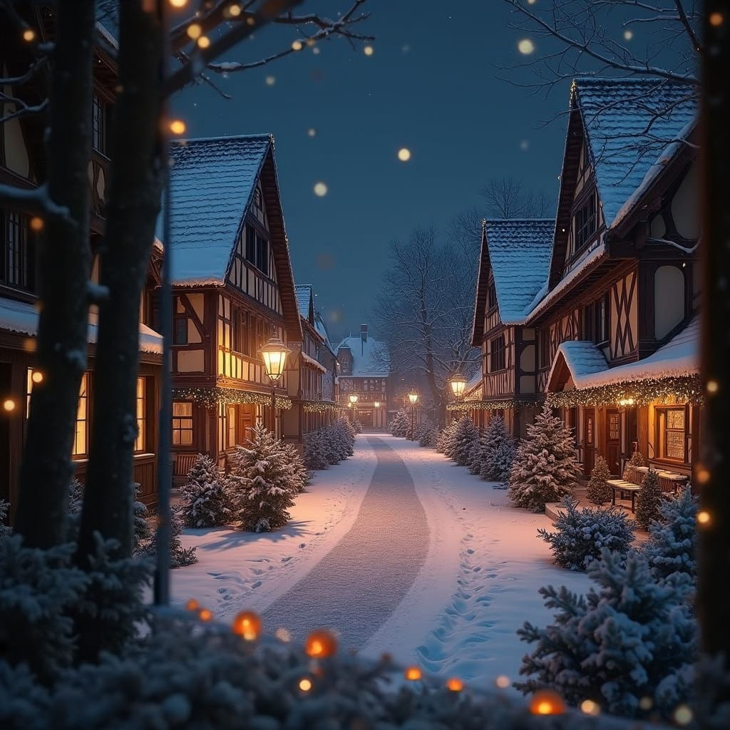 Enchanting German Winter Village at Night