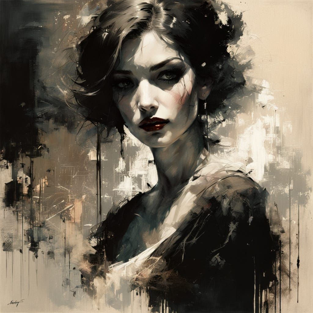 Sultry Retro Femme Fatale in Moody Urban Grunge