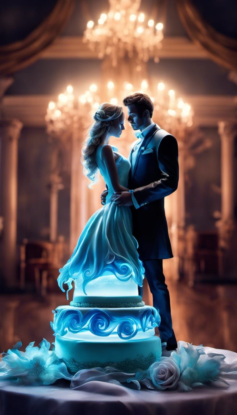 Bioluminescent Cinderella Wedding Cake: Photorealistic Conce...
