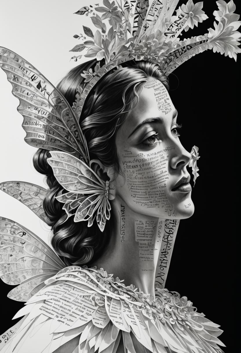 Mythical Muse with Rainbow Fairy in Rayograph Style