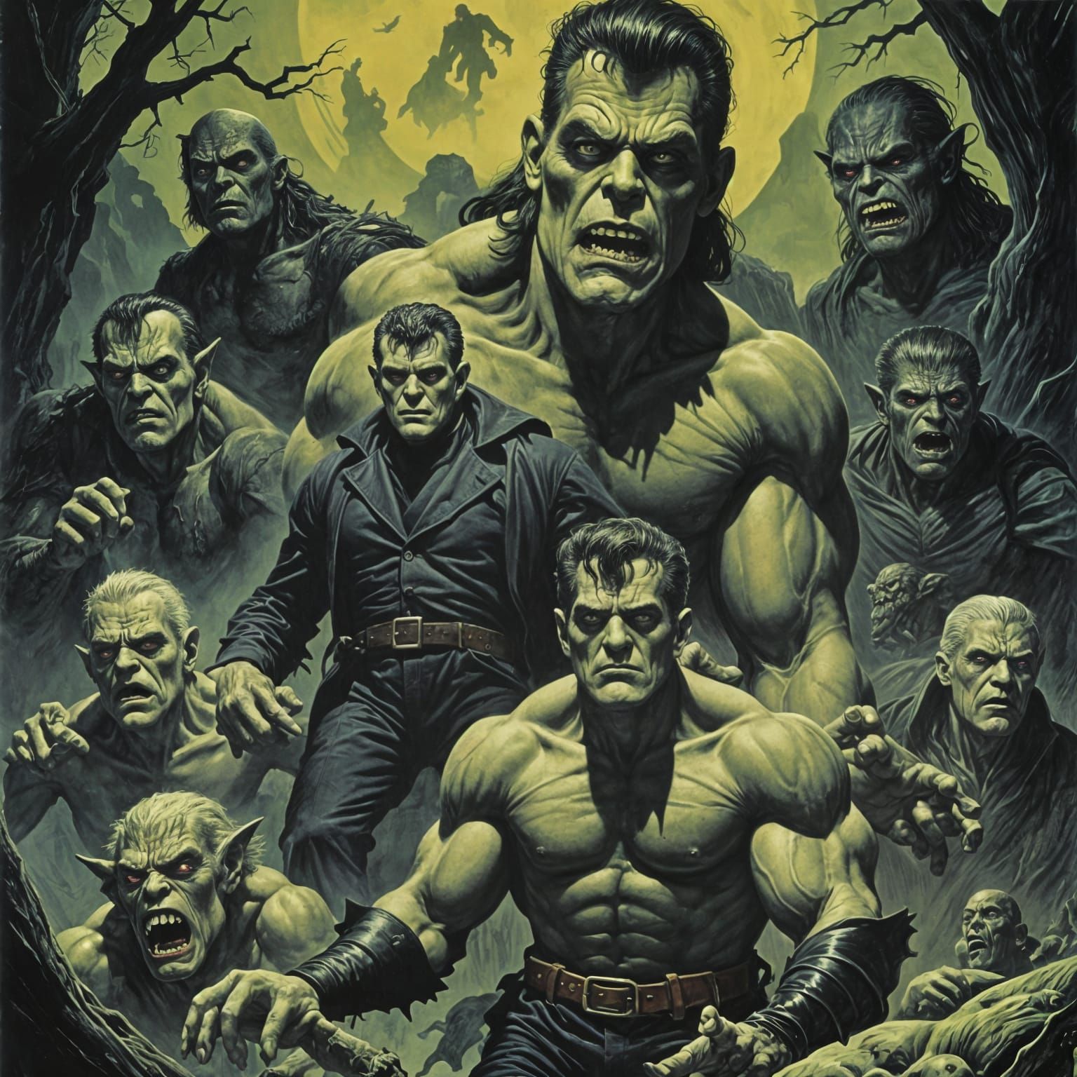 Retro Dark Fantasy Horror Movie Poster Art