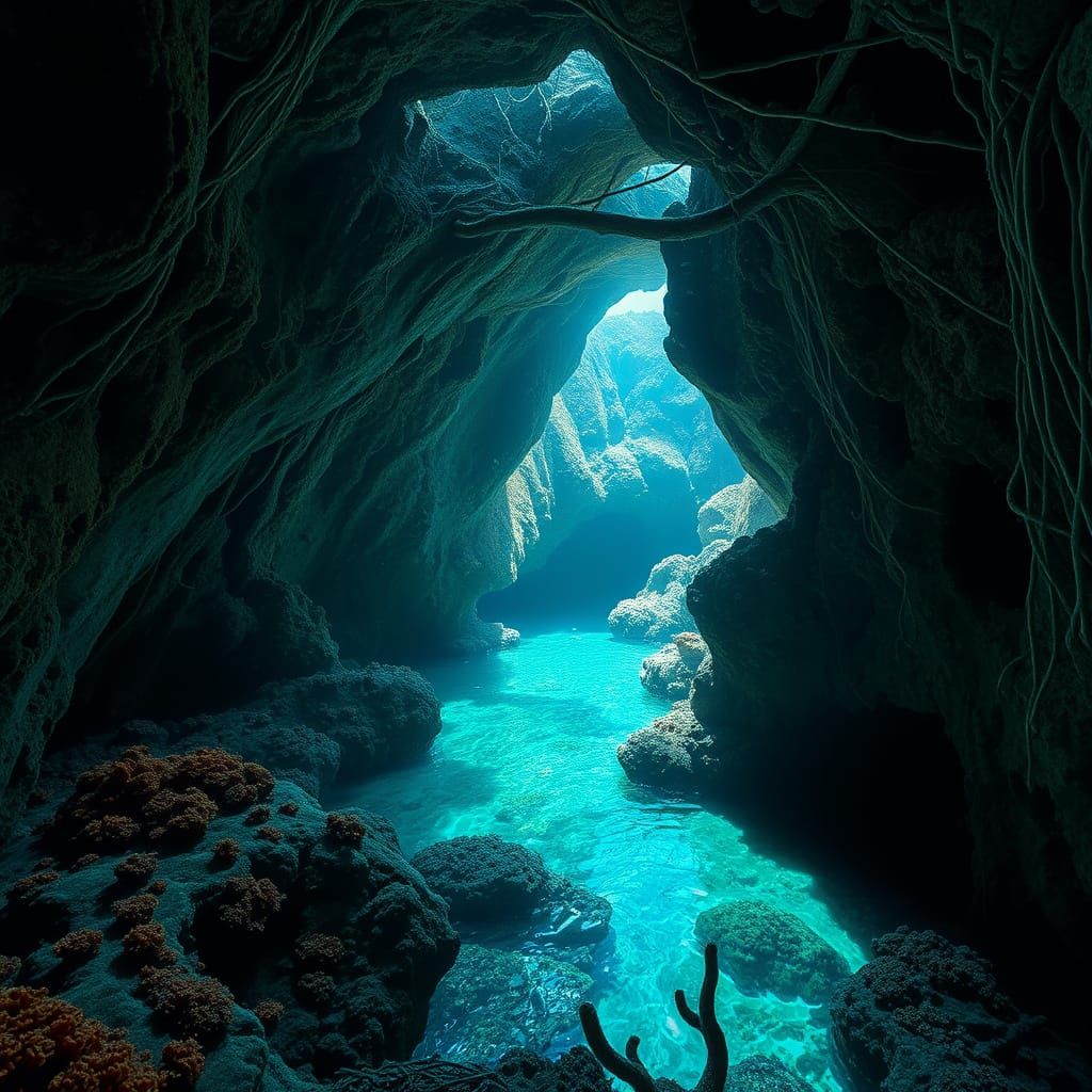 Una cueva submarina secreta y mágica, conectada a una playa ...