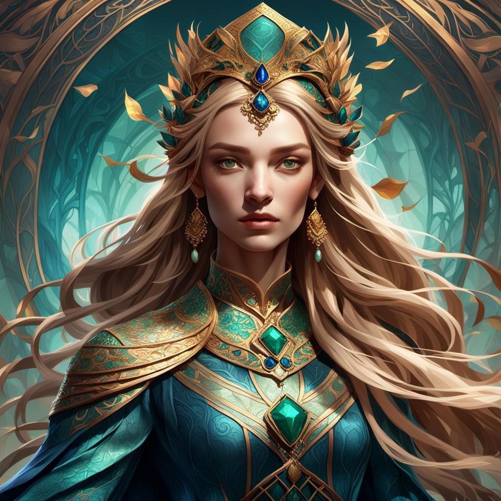 Ethereal Girl Portrait in Art Nouveau Style