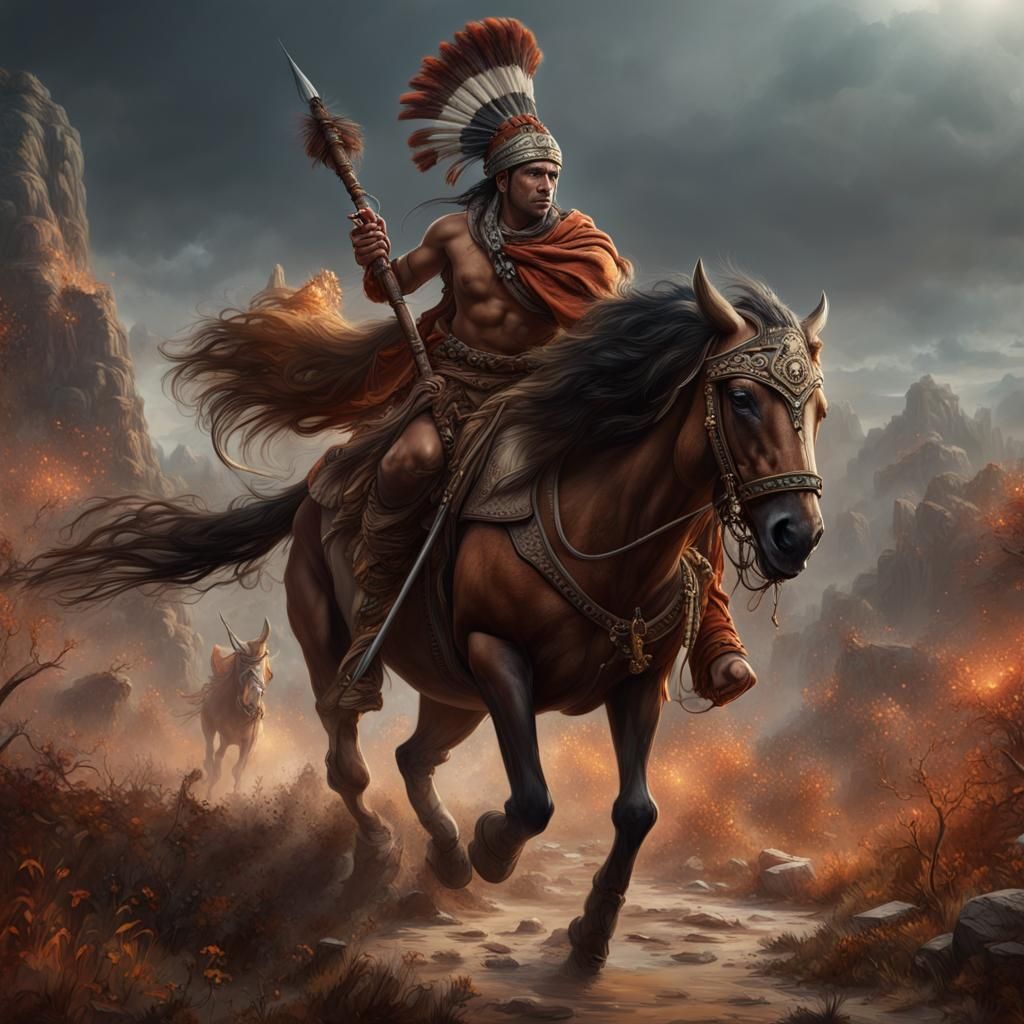 Native American Buffalo Hunt in Detailed Digital Art