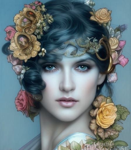 Beautiful Hispanic Woman Portrait in Rococo Style