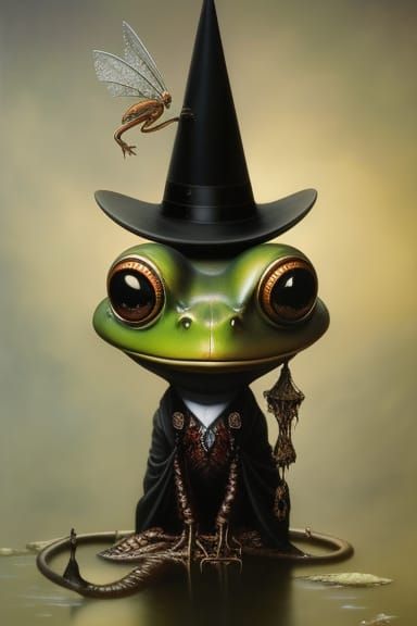 Gothic Gentleman Frog in Surreal Digital Art