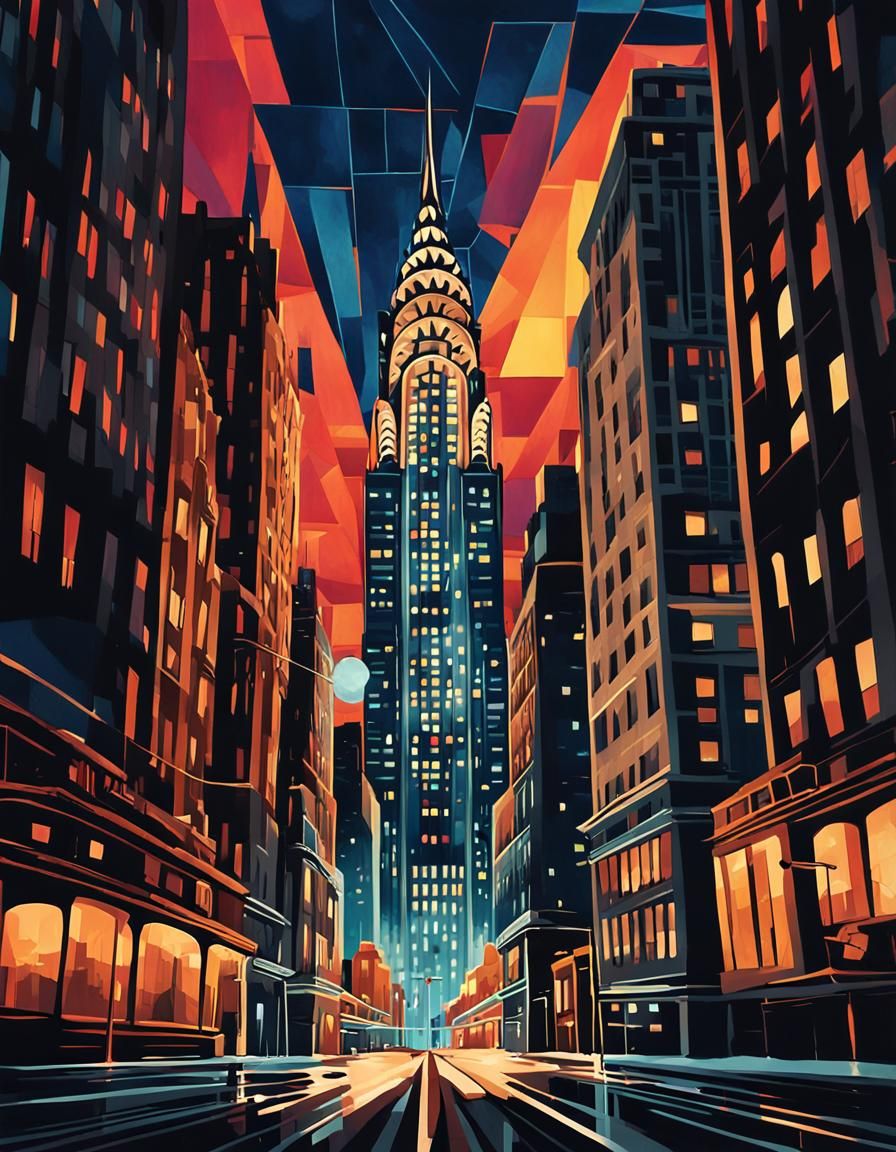 Art Deco Chrysler Building at Night, New York