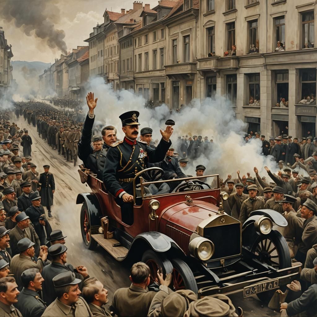 Archduke Franz Ferdinand in Sarajevo, Oil Painting