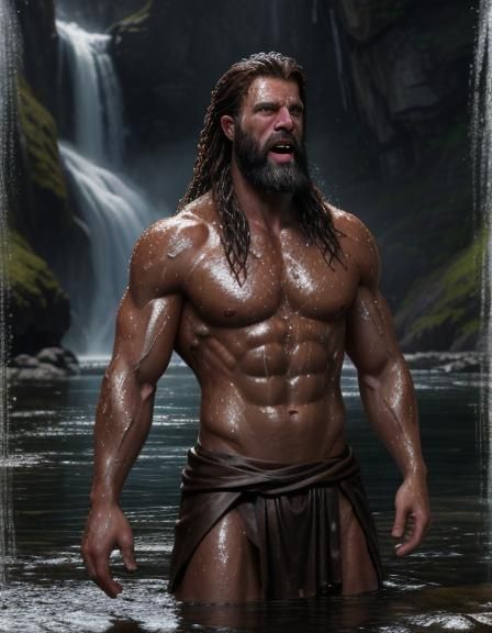 John the Baptist in River with Volumetric Lighting