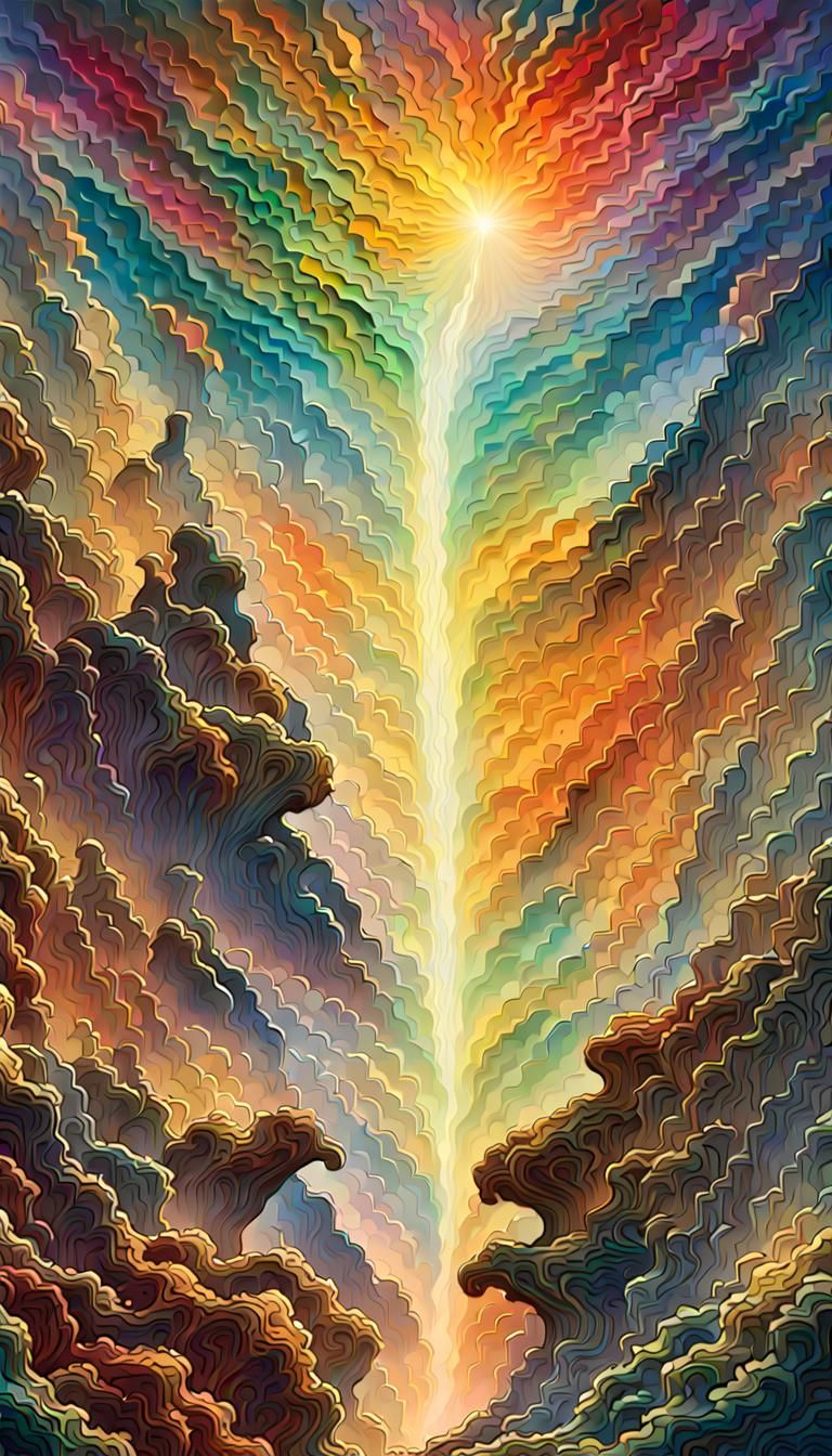 Prismatic Cosmic Intelligence: Surreal Digital Illustration