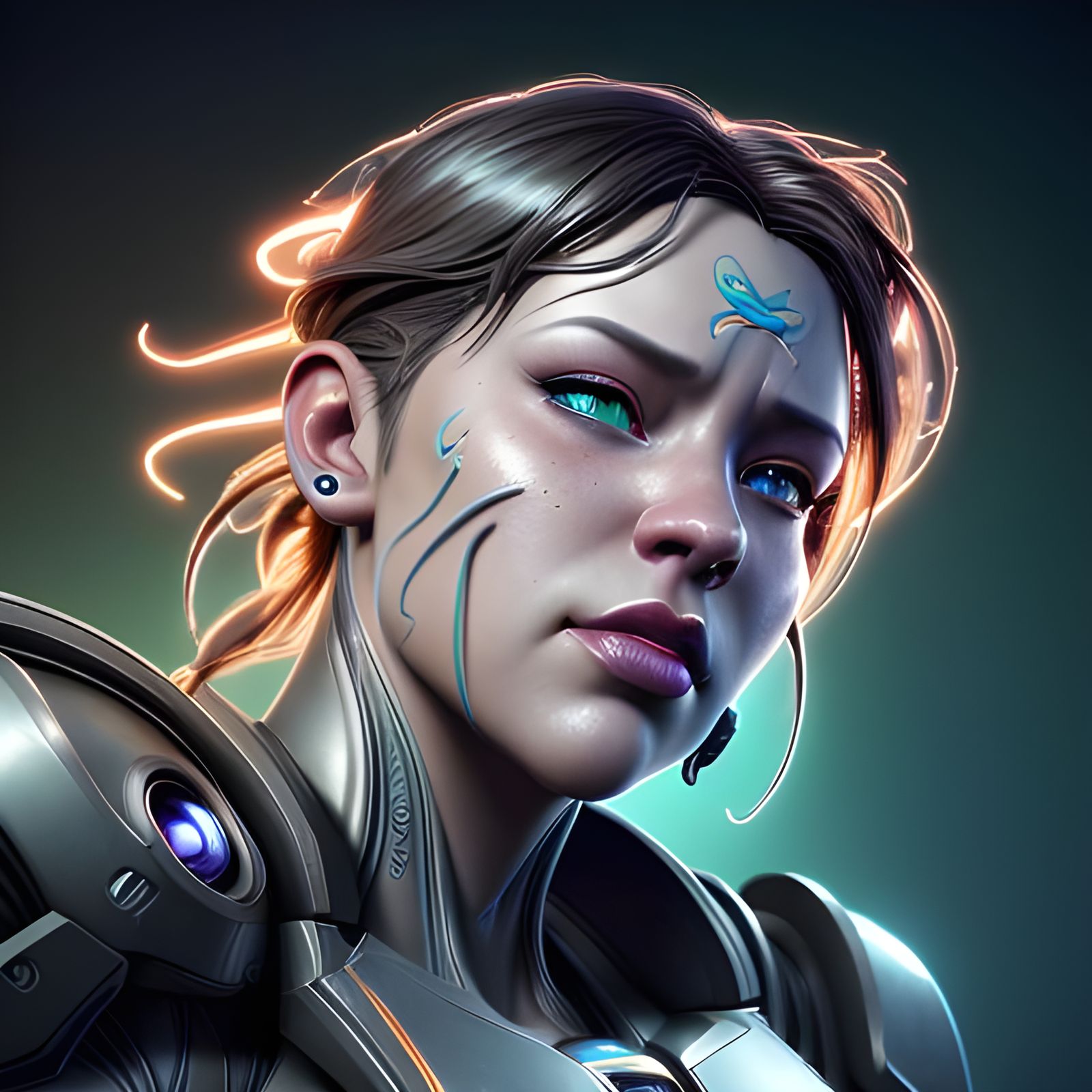 Hyperrealistic Cyborg Bartender in Digital Art Style