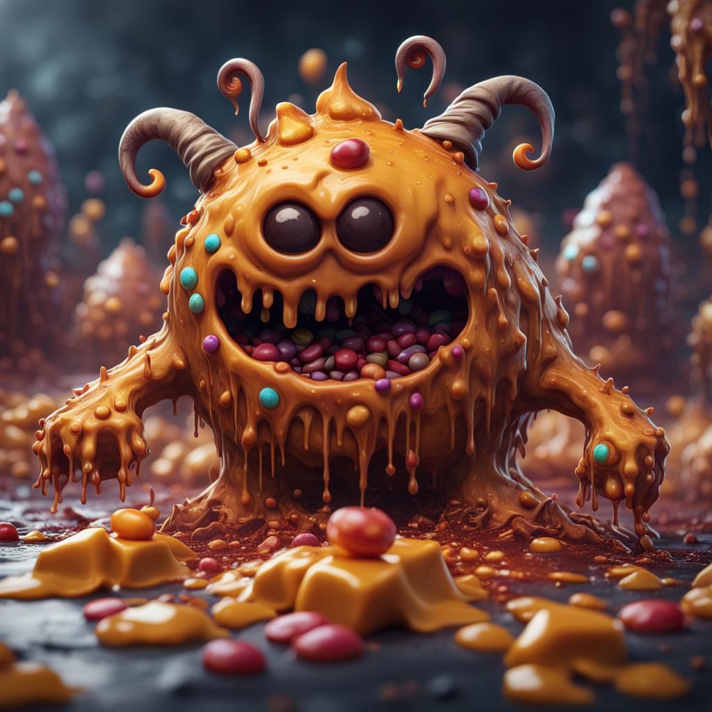 Evil Butterscotch Candy Monster: Fantasy Concept Art