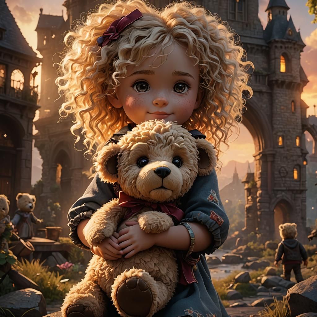 Teddy Bear Reunion at Sunset: Fantasy Concept Art