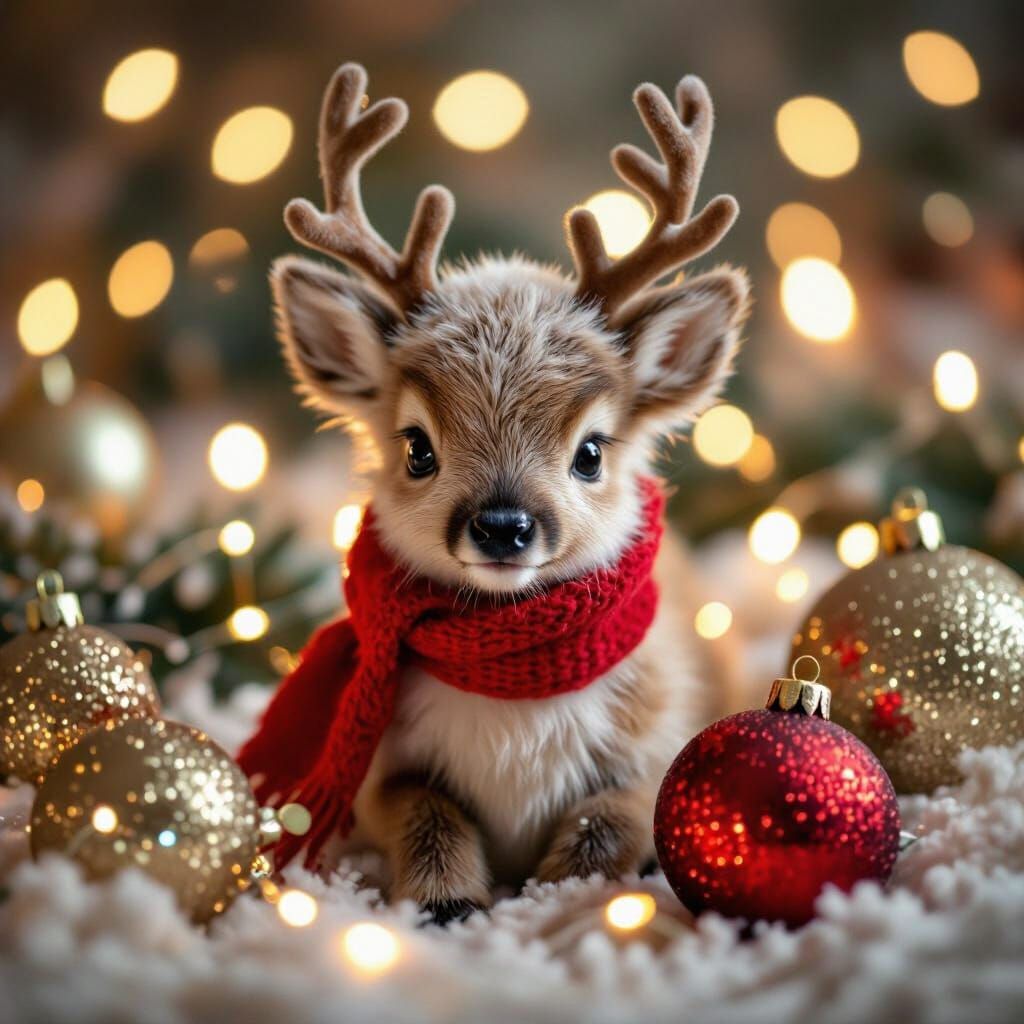 Adorable Christmas Animal in Macro Close-Up