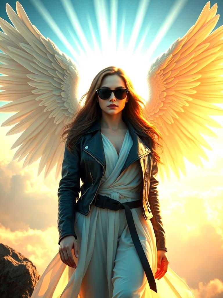 Archangel with Sunglasses in Detailed Digital Art