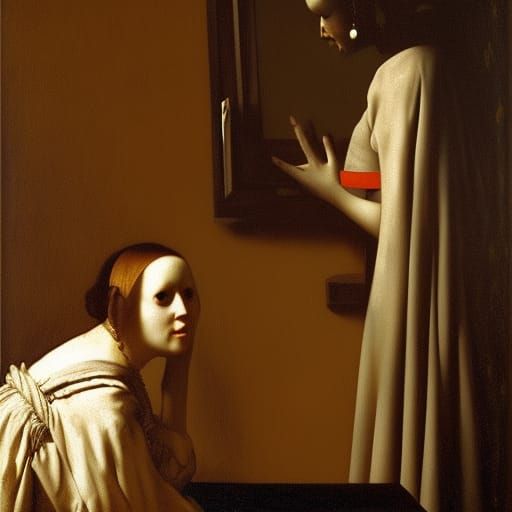 Horror Girl Portrait in Vermeer Style