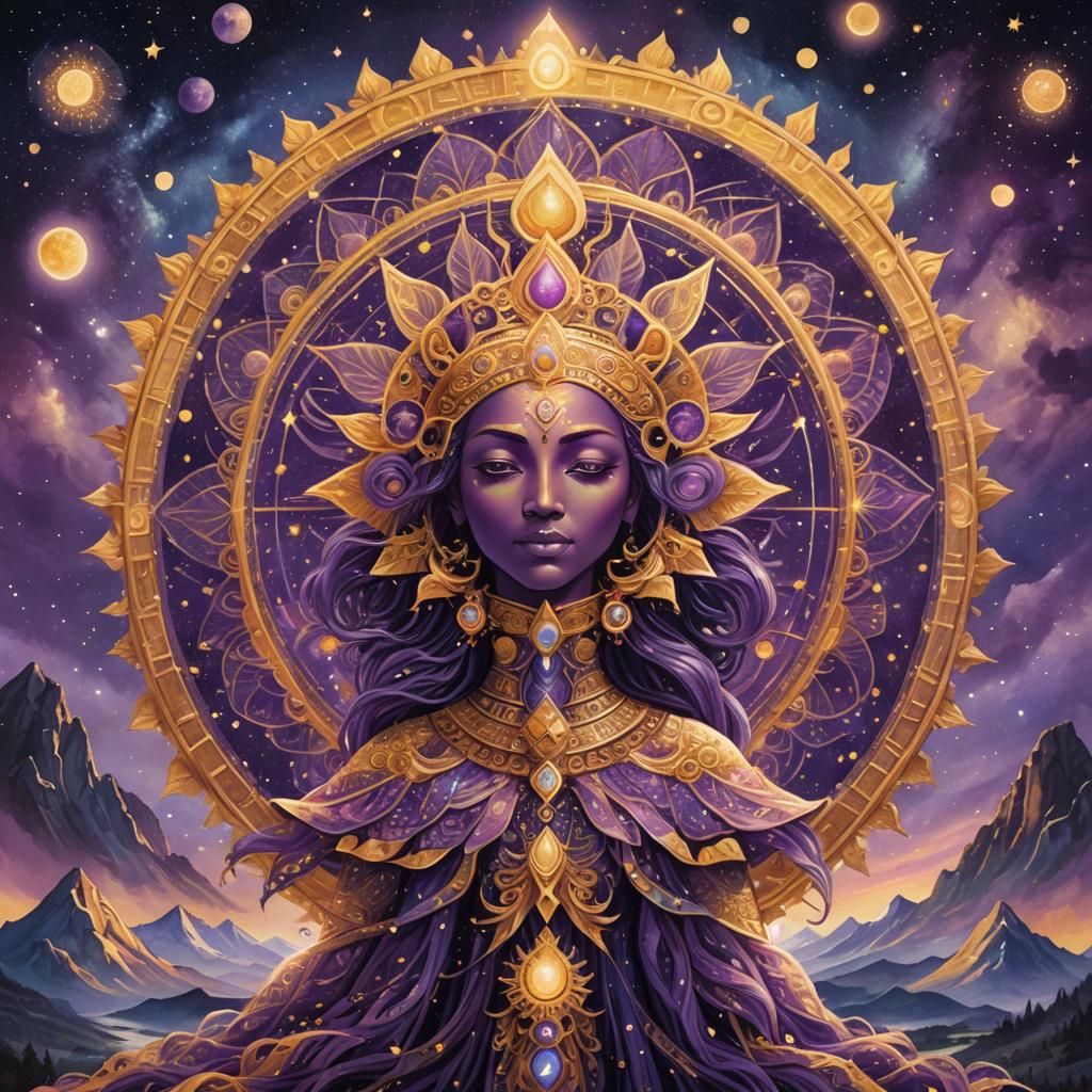 Aquarius full moon starry heavens purple and gold crown chakra pineal gland activation alignment