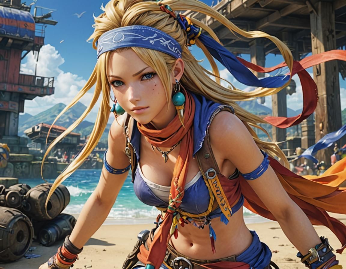 Rikku from Final Fantasy X: Dynamic Grenade Pose