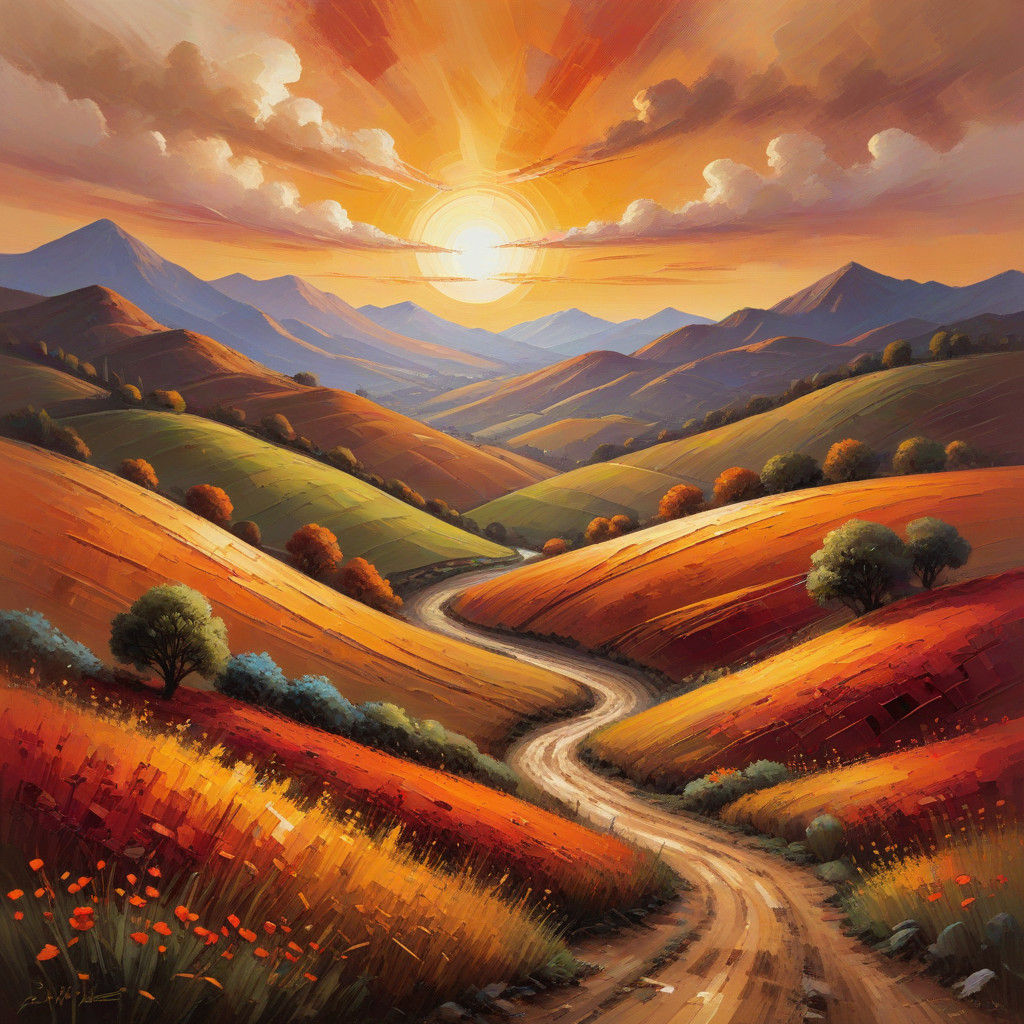 Warm Sunset Landscape with Earthy Tones