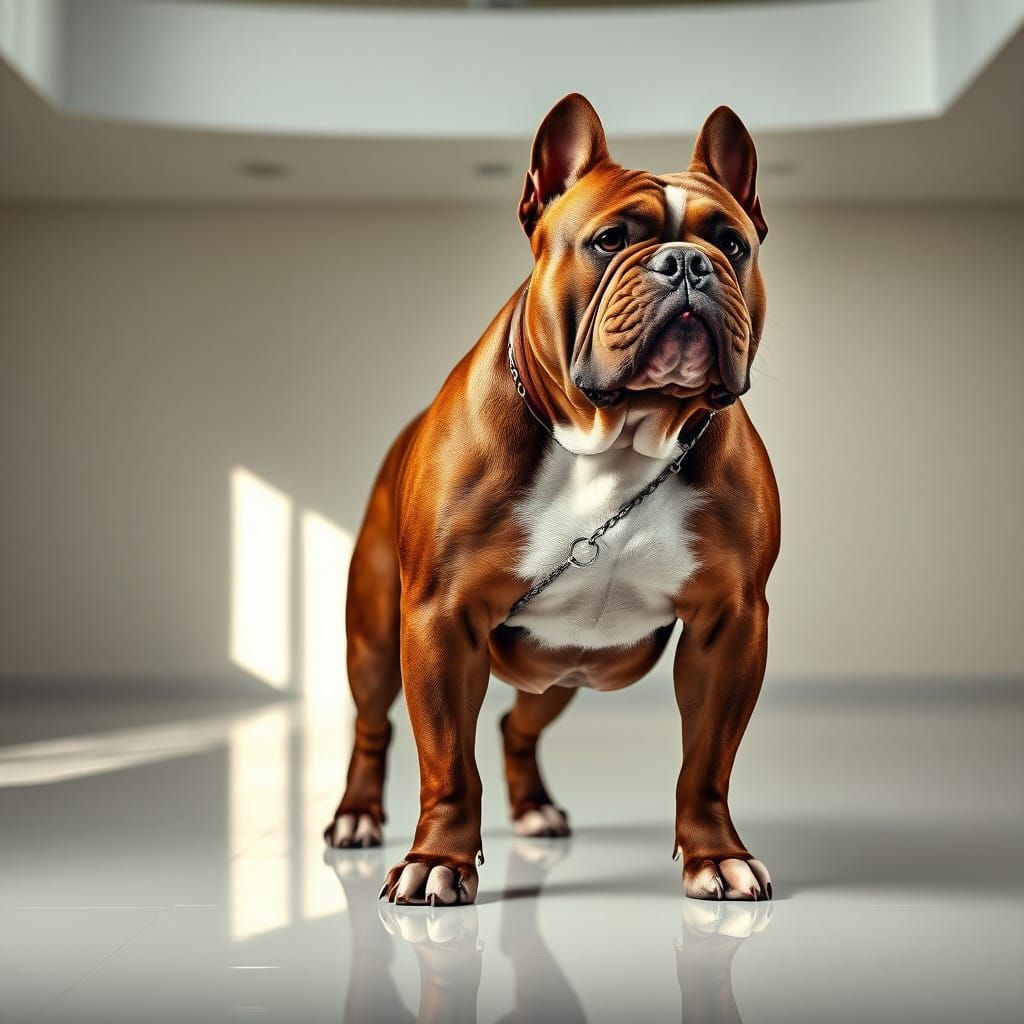 Majestic XL American Bully in Hyper-Realistic Studio Portrai...