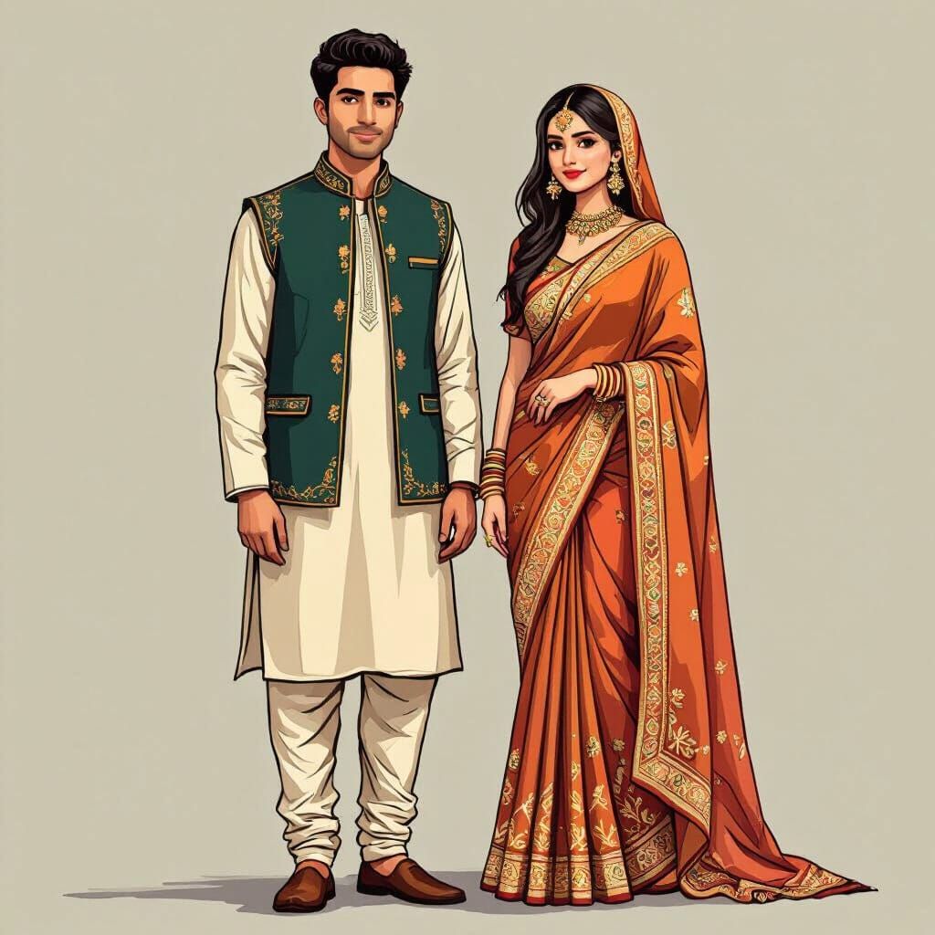 Young Couple in Traditional Muslim Dress