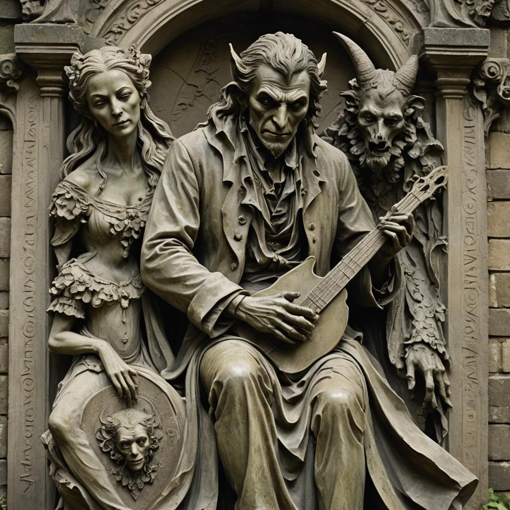 Vampire Devil Stone Sculpture in Artistic Styles