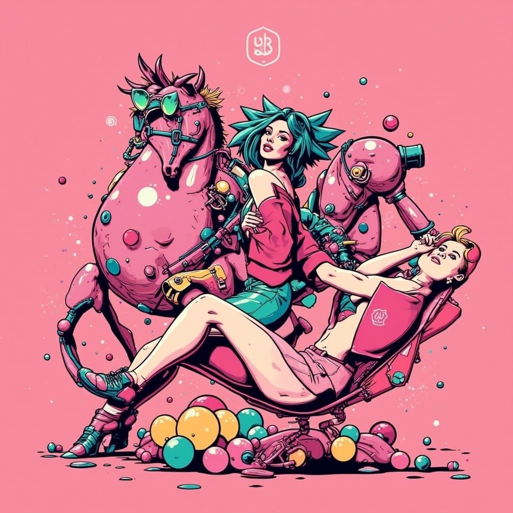 Vibrant Bubblegum Explosion in a Pop Art Aesthetic