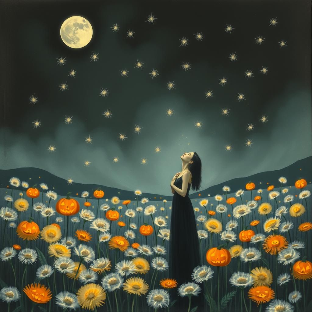Halloween Dreamscape: Surreal Dandelions and Wishes