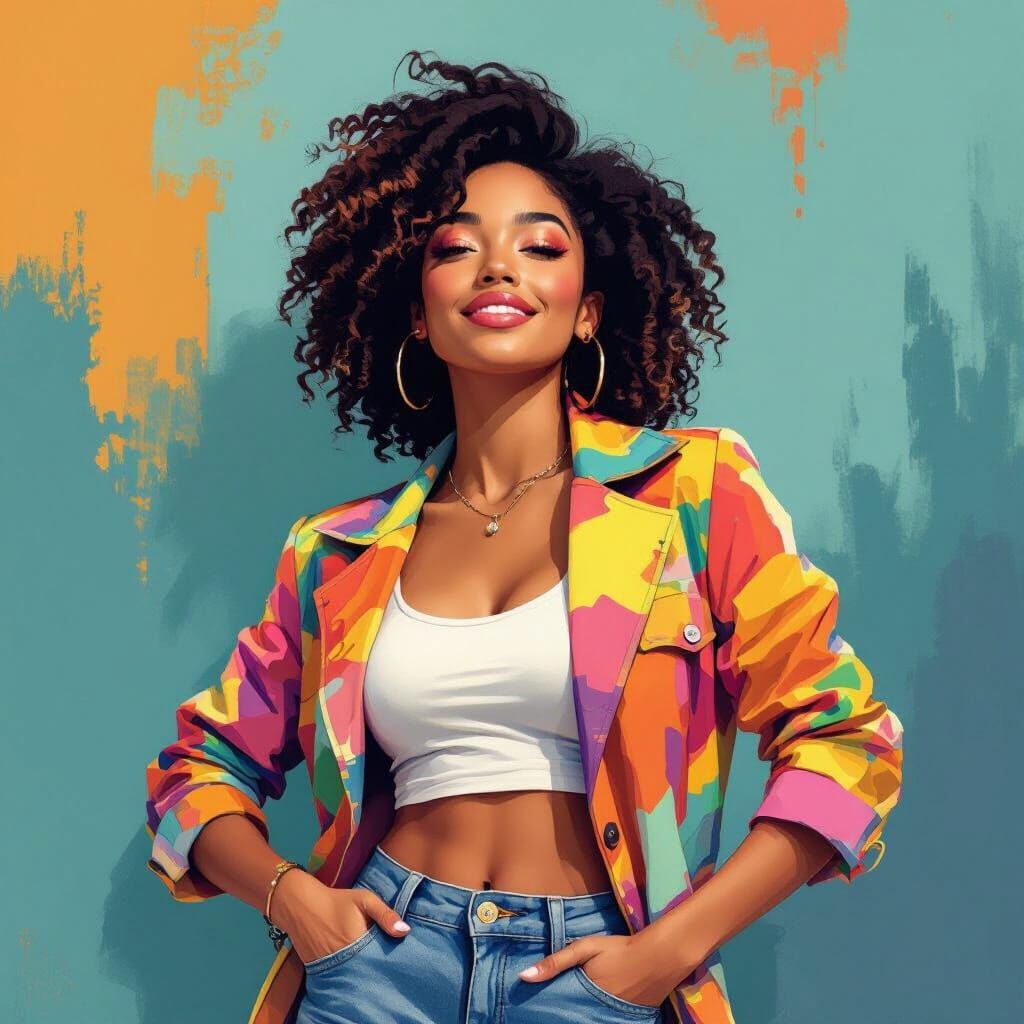 Confident Multiracial Person in Vibrant Portrait Style
