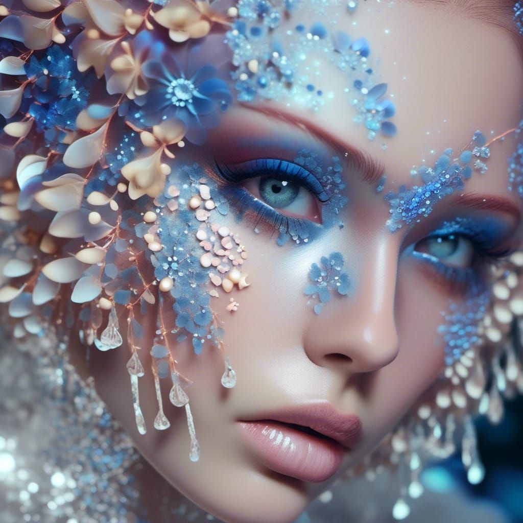 Glowing Dahlia Flowers in Double Exposure Style